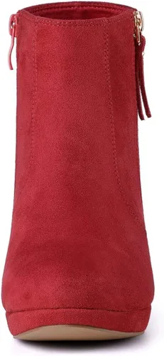 Miniatura 3 de Allegra K Botines de tacón grueso con cremallera lateral para mujer