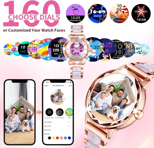 Miniatura 6 de Reloj inteligente para mujer con llamada de marca/respuesta, reloj de fitness ajustable de 1.2 pulgadas con monitor de sueño de frecuencia cardíaca