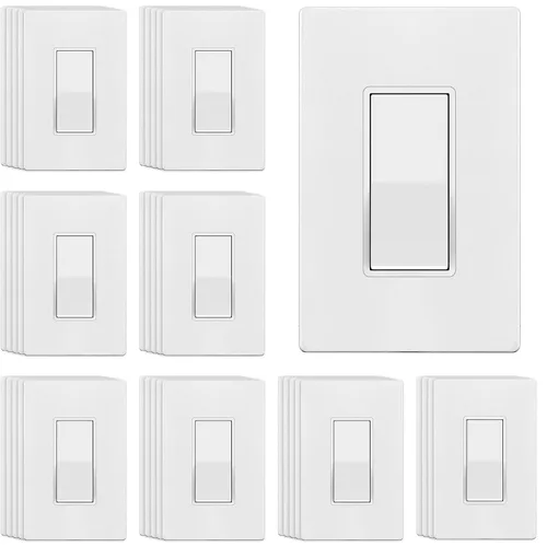 Miniatura 21 de ENERLITES Decorator Paddle Rocker Interruptor de luz, acabado brillante, un solo polo, 3 cables, tornillo de tierra, grado residencial, 15 A, 120