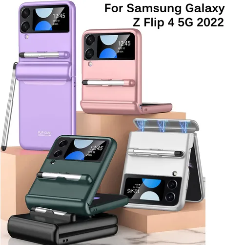 Miniatura 7 de Miimall Funda compatible con Samsung Galaxy Z Flip 4 con S Pen, protección magnética de bisagra todo incluido + protector de pantalla de vidrio