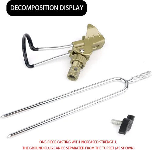 Miniatura 4 de Soporte para caña de pescar con campanas de alarma de caña de pescar, universal ajustable, dorado, soporte de caña de pescar de mano y mar, soporte