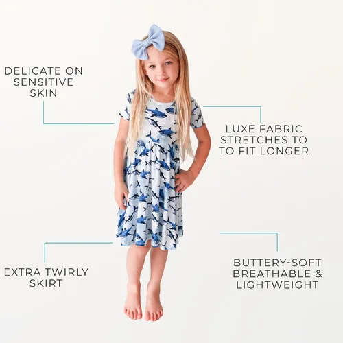 Miniatura 29 de Posh Peanut - Vestidos para niñas – Vestido suave para niña hecho con viscosa de bambú – Vestidos de otoño, primavera y verano para niñas