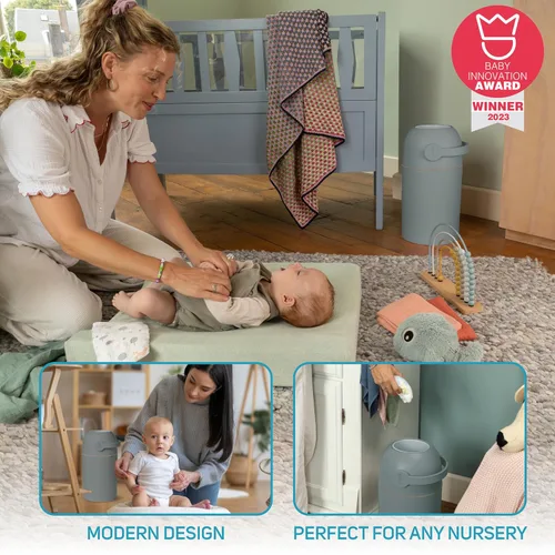 Miniatura 5 de L.A. BABY Magic - Cubo para pañales – Sistema patentado 100% libre de olores con bloqueo seguro para niños – Diseño galardonado – No requiere Verde
