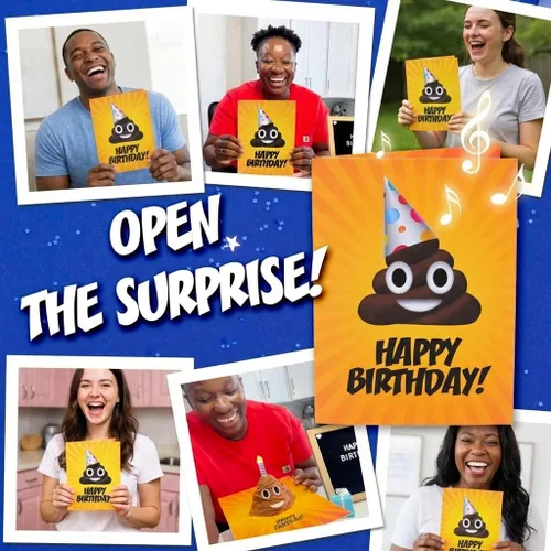 Miniatura 5 de Tarjeta de cumpleaños desplegable de felpa pedos, ilumina y reproduce una versión divertida de la música "Happy Birthday", divertidas tarjetas