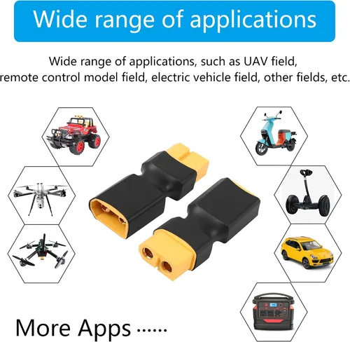 Miniatura 5 de XT60 macho a hembra conector sin adaptador de cable, adaptador de conector XT60 para RC FPV coche avión drone LiPo batería etc XT60 conversión