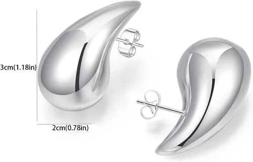 Miniatura 6 de Aretes de lágrima extra grandespequeños para mujer, chapados en oro, huecos, gruesos, hipoalergénicos, ligeros, huecos, aretes de gota de agua