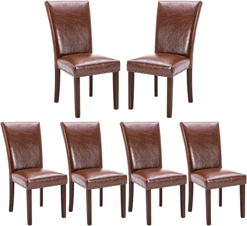 Miniatura 44 de COLAMY Juego de 2 sillas de comedor tapizadas Parsons, sillas de tela para comedor y cocina con detalle de cabeza de clavo y patas de madera