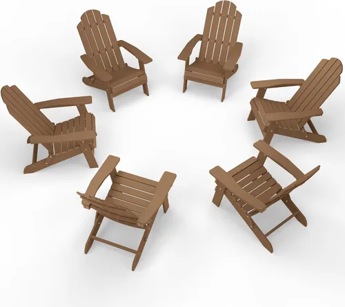 Miniatura 19 de MXIMU Silla Adirondack plegable para exteriores: sillas Adirondack fáciles de montar y cómodas, silla de plástico compuesto para todo tipo de clima