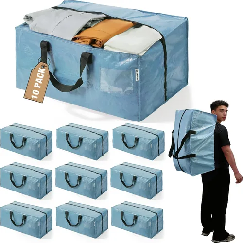Miniatura 32 de WORKPRO 1 paquete de bolsas de mudanza extra grandes con cremalleras y asas de transporte, correas de mochila, bolsa de almacenamiento resistente