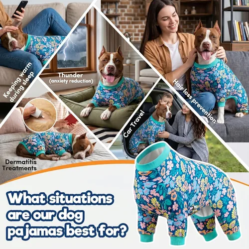 Miniatura 4 de LovinPet Onsie para Perro Después de Cirugía Perros Grandes, Ropa para Perros Grandes, Mameluco Postcirugía, Pijama de Tela Ligera Pitbull Perro