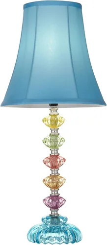 Miniatura 5 de 360 Lighting Lámpara de mesa tradicional estilo bohemio chic de 21" de alto, pantalla de vidrio multicolor telón azul turquesa orquídea decorativa