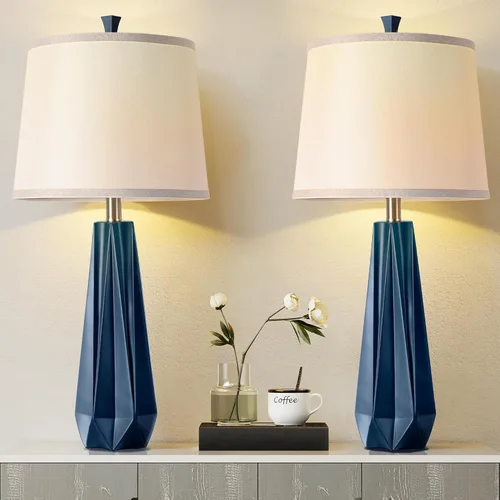 Miniatura 10 de WIHTU 3 Color Temperature Table Lamps Set of 2, Green Modern Table Lamp for Living Room, 27'' Beside Lamp with Linen Shade, Resin Desk Lamp for