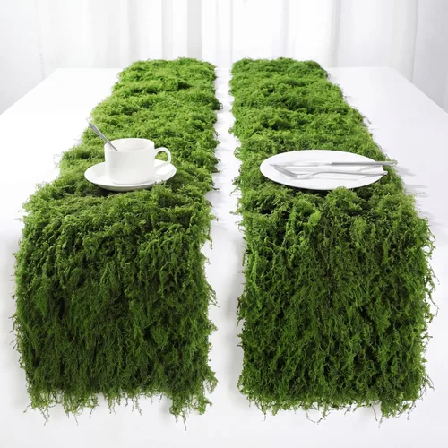 Miniatura 12 de Zeyune 1 camino de mesa de musgo falso para manualidades, rollo de hoja de musgo artificial de 12 x 71 pulgadas, impermeable, para pared, techo