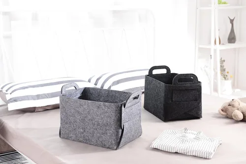 Miniatura 3 de Minoisome - Canasta organizadora de fieltro plegable y práctica con asas, para oficina, dormitorio, armario, habitación de bebé, juguetes, DVD