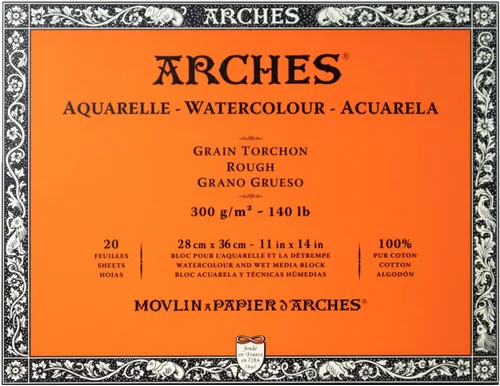 Miniatura 30 de Bloque de papel acuarela Arches, prensado en frío, 8" x 10", 140 libras