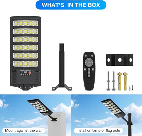 Miniatura 8 de Farolas solares impermeables para exteriores, luz de inundación gran angular de 320°, luz LED de estacionamiento solar con sensor de movimiento