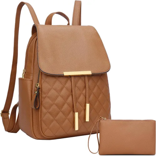 Miniatura 15 de KKXIU - Mochila de cuero de moda para mujeres y damas, bolsa de viaje y para el día, con correa para los hombros, A-Negro, Mediana, Mochila