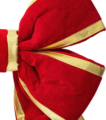 Miniatura 2 de Vickerman Lazo estructural de terciopelo rojo y dorado de 18 x 23 pulgadas para exteriores, lazo para interiores, lazo festivo, lazo grande