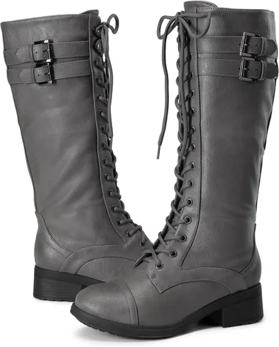 Miniatura 4 de DREAM PAIRS - Botas de poliuretano a la rodilla para mujer, estilo de equitación o combate