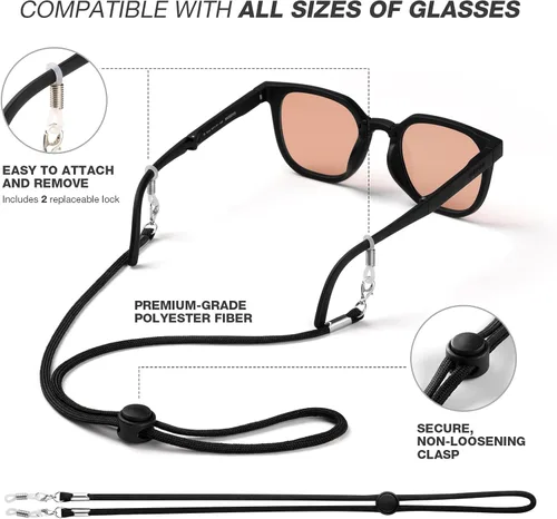 Miniatura 4 de DUGRAFT Correa para lentes – Soporte para gafas alrededor del cuello, correa de gafas de sol para deportes, hombres y mujeres