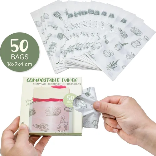 Miniatura 5 de Hepgodin Paquete de 50 bolsas de papel para hacer jabón, barra de loción, bomba de baño, lápiz labial, aceite esencial, regalo, manualidades