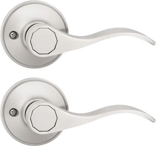 Miniatura 11 de Probrico 12061SN - Manija de puerta, juego de cerradura para puerta con llave de seguridad, para entrada, acabado niquelado satinado disponible