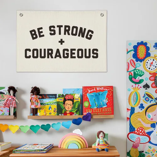 Miniatura 7 de Bandera de "Be Strong And Courageous", decoración de pared cristiana inspiradora, bandera colgante motivacional con versículo bíblico