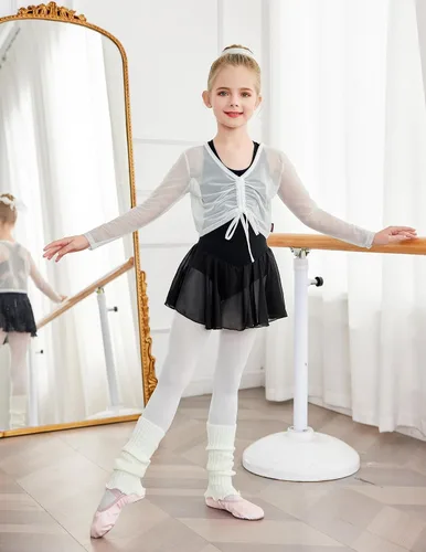 Miniatura 7 de Arshiner Leotardo de ballet con espalda hueca para niñas con falda sin mangas, vestidos de baile