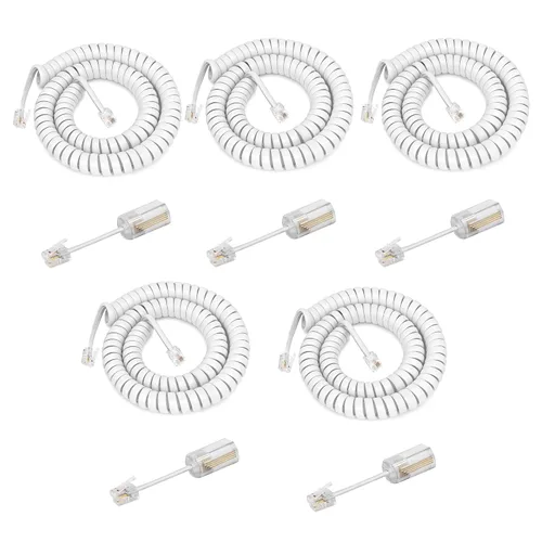Miniatura 10 de Uvital Desenredador de cable para teléfono celular, 1 paquete de cable de teléfono fijo de 8 pies sin enrollar (1.2 pies en espiral) y 1 paquete