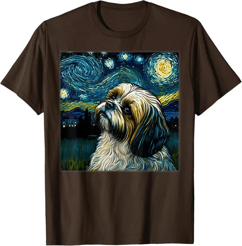 Miniatura 53 de Camiseta Surrealism Starry Night Shih Tzu Dog
