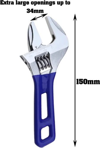 Miniatura 4 de Llave ajustable de apertura ancha de 1.339 in/1.3 pulgadas, tamaño máximo de apertura de 6 pulgadas de longitud, llave única de extremo abierto