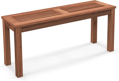 RELAX4LIFE Banco de madera para exteriores, banco de patio con asiento de listones, marco de madera maciza resistente a la intemperie, banco de