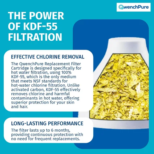 Miniatura 7 de QwenchPure Cartucho de repuesto para filtro de cabezal de ducha - 100% KDF-55 para agua dura, elimina cloro y contaminantes, suaviza y purifica