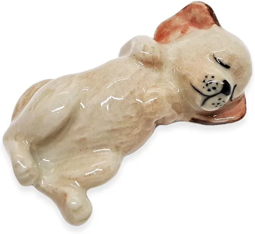 Miniatura 11 de WitnyStore Pequeña figura de perro salchicha olfateando negro de 1½ pulgadas de largo, figuras de cerámica pintadas a mano en miniatura