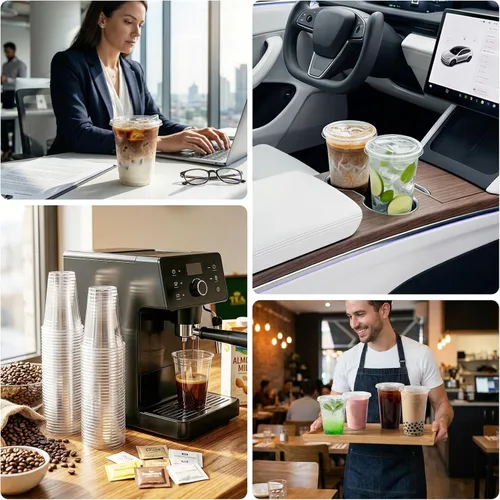 Miniatura 6 de Paquete de 25 vasos de plástico transparente de 16 onzas con tapas para sorber, sin BPA, aptos para alimentos, desechables, tazas de café helado