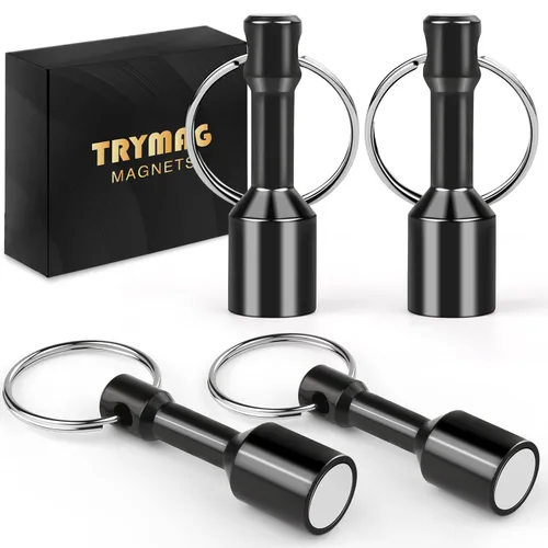 Miniatura 12 de TRYMAG Llaveros magnéticos para probar latón, paquete de 2 llaveros de bolsillo de neodimio con fuerte magnético de tierras raras, imán de prueba