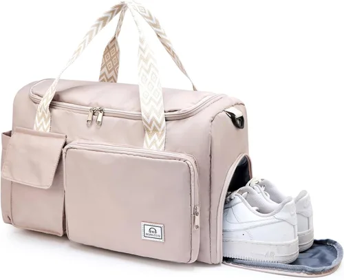 Miniatura 351 de Pequeña bolsa de gimnasio para mujer, bolsa de viaje con compartimento para zapatos