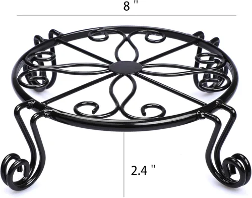 Miniatura 2 de Soporte para plantas negro para maceta, soporte resistente para macetas para interiores y exteriores, metal a prueba de óxido, contenedor de jardín