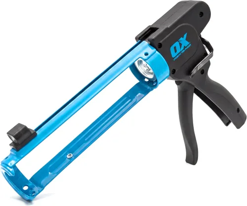 Miniatura 9 de OX Tools Pro OX-P044410 Pistola de calafateo resistente de 10 onzas, relación de empuje 12:1, pistola de calafateo de 10 onzas, dispensador