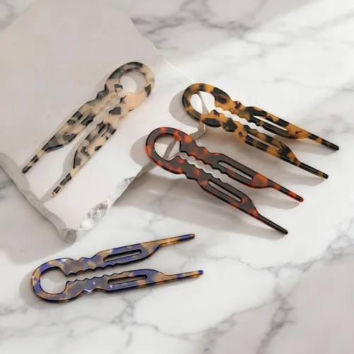 Miniatura 7 de 4 horquillas Prestige de acetato para mujer, accesorios elegantes de peinado para moños, moño francés, en forma de U, dentado, agarre fuerte