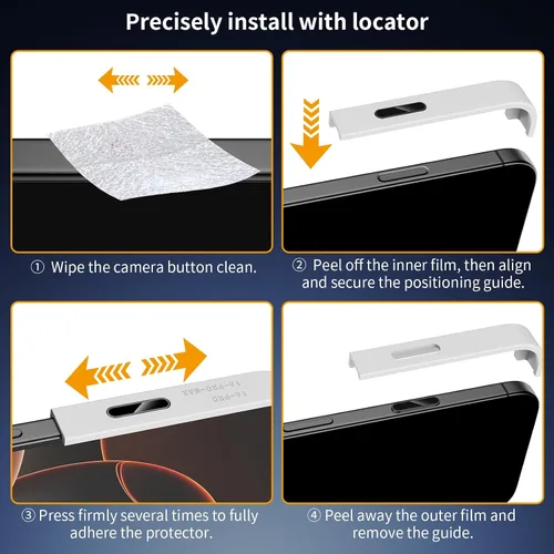 Miniatura 6 de Lkurui Paquete de 4 protectores de botón de control de cámara para iPhone 16 Pro/16 Pro Max/17 [estándar], cubierta de protección delgada