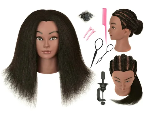 Miniatura 10 de RIHANNAHAIR - Cabello humano 100% real estilo afro, incluye cabeza de maniquí para peluquería: prácticas de estilismo, trenzado, rizado, estilizado
