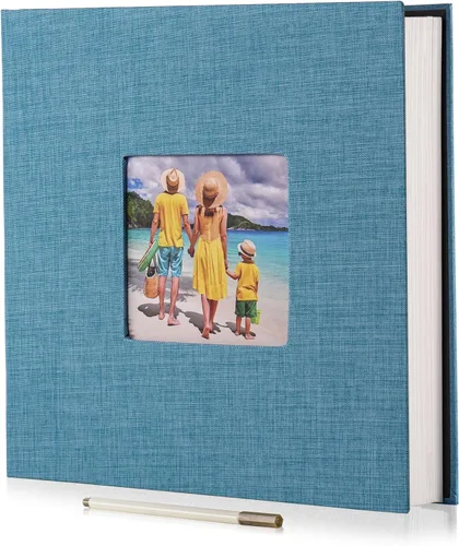 Miniatura 20 de HoneyTolly Álbum de fotos autoadhesivo para fotos de 4 x 6 imágenes, cubierta magnética de lino, 15 hojas/30 páginas en blanco para bodas Beige claro