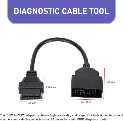 Miniatura 2 de Cable OBD2 de 22 pines OBD1 a 16 pines, adaptador de conversión funciona con herramientas de escáner OBD2, arnés de diagnóstico flexible