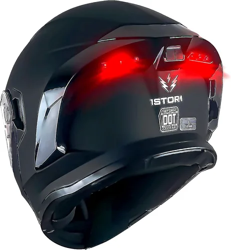 Miniatura 13 de 1Storm Nuevo Casco Modular de Motocicleta con Visera Dual, Protección Solar Completa y Luz Trasera LED Recargable: LED-X90 Flecha Azul
