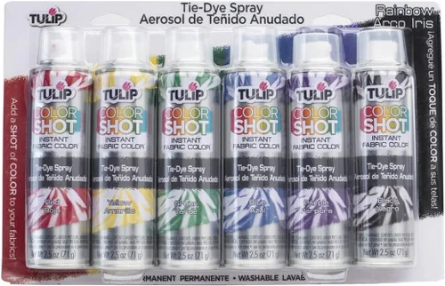 Tulip ColorShot Pintura en aerosol instantánea para tela de teñido anudado, mini latas de pintura en aerosol para tela de color permanente, paquete