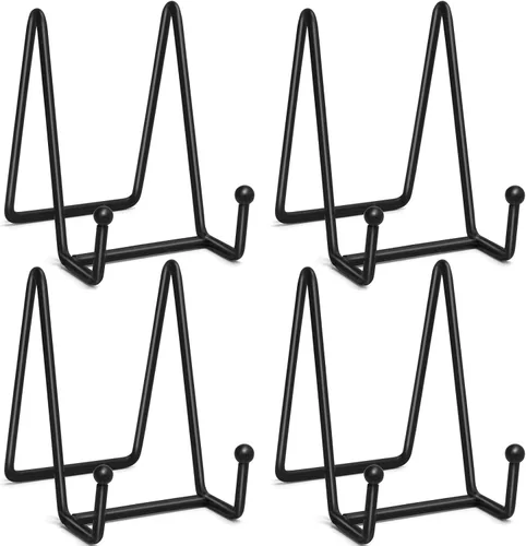 Ouskr 4 Piezas Soportes para Platos de 4-1/4 Pulgadas para Exhibición, Soportes de Metal Hierro para Marcos de Cuadros para Libro Foto Pequeños