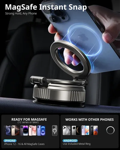 Miniatura 5 de UBeesize 2025 Actualizado Soporte Magnético de Vacío Magsafe Gira 360° para Teléfono en Coche