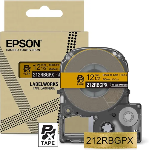 Miniatura 35 de Epson LABELWORKS 212RBBPX Cartucho de Cinta PET (Poliéster) Genuino - Cinta de Etiquetadora de Diseño para Artesanía en Cinta Negra sobre Azul
