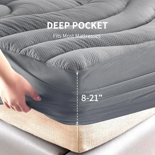 Miniatura 4 de Sonive Protector de colchón impermeable, protector de colchón individual con bolsillo profundo de hasta 21 pulgadas, protector de colchón ajustable